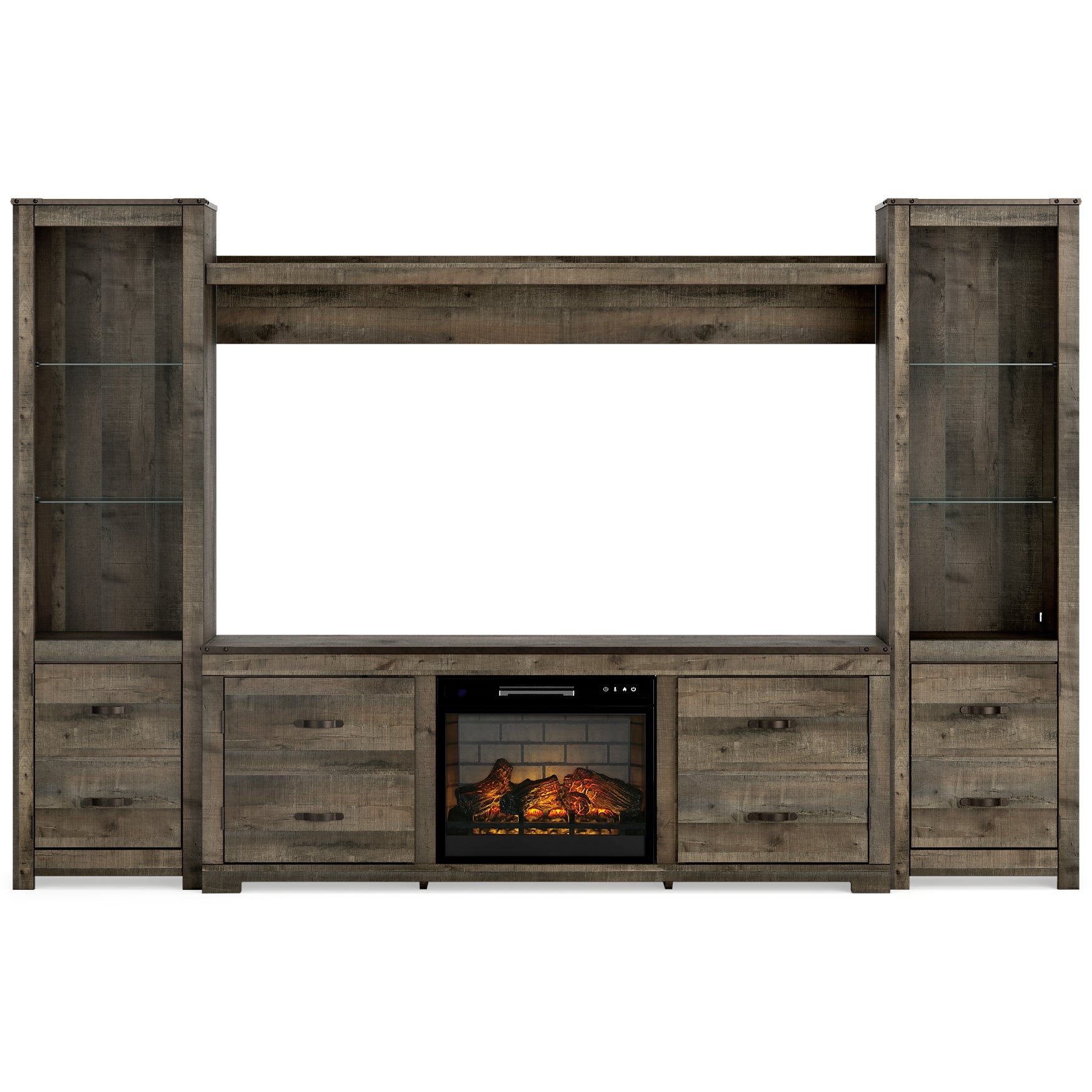 Ashley Express - Trinell 4-Piece Entertainment Center with Electric Fireplace Wilson Furniture (OH)  in Bridgeport, Ohio. Serving Bridgeport, Yorkville, Bellaire, & Avondale