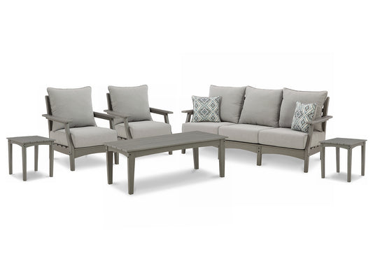 Visola Outdoor Sofa and  2 Lounge Chairs with Coffee Table and 2 End Tables Wilson Furniture (OH)  in Bridgeport, Ohio. Serving Moundsville, Richmond, Smithfield, Cadiz, & St. Clairesville