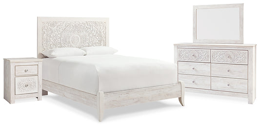 Paxberry Queen Panel Bed with Mirrored Dresser and Nightstand Wilson Furniture (OH)  in Bridgeport, Ohio. Serving Bridgeport, Yorkville, Bellaire, & Avondale