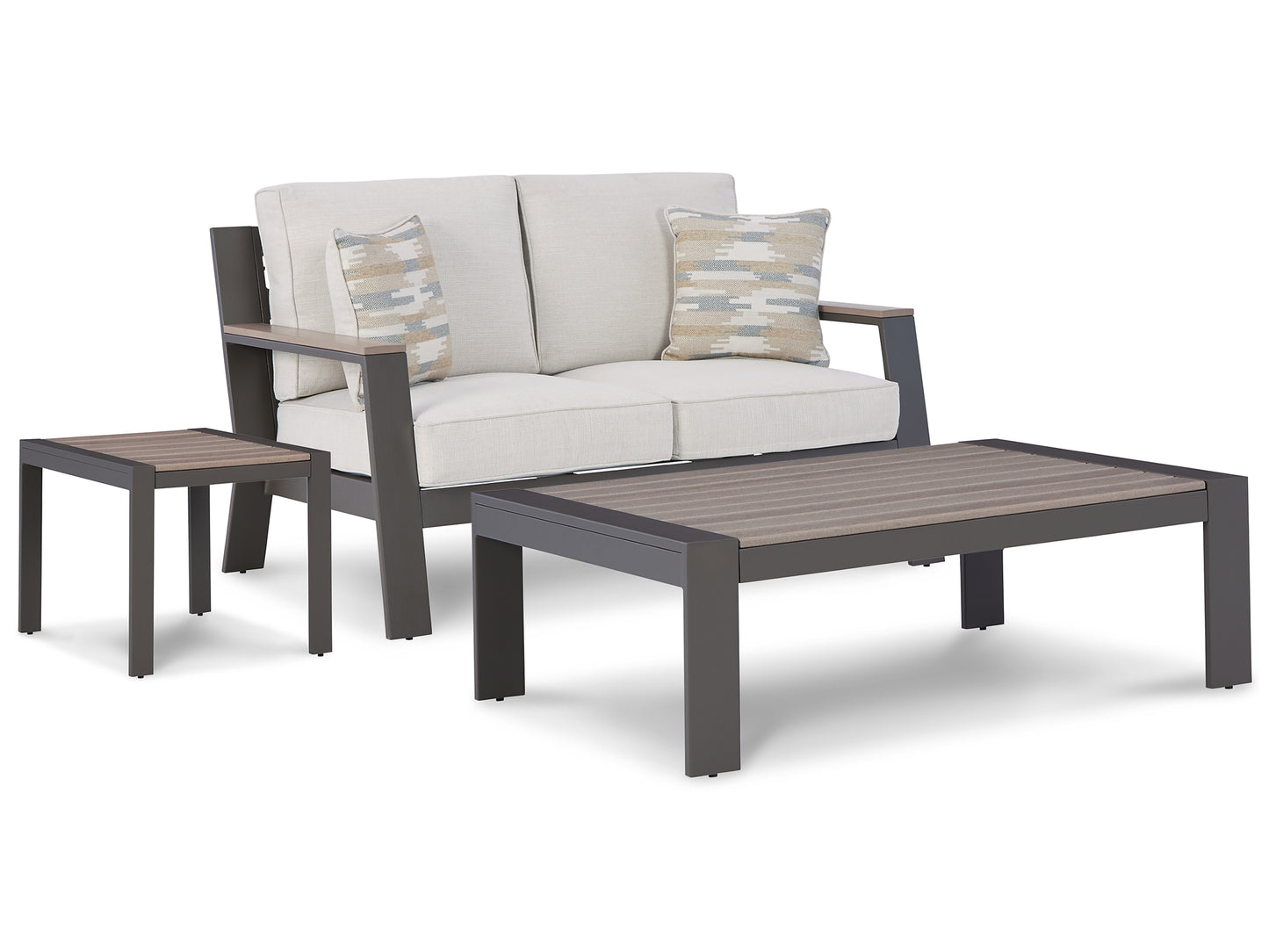 Tropicava Outdoor Loveseat with Coffee Table and End Table Wilson Furniture (OH)  in Bridgeport, Ohio. Serving Moundsville, Richmond, Smithfield, Cadiz, & St. Clairesville
