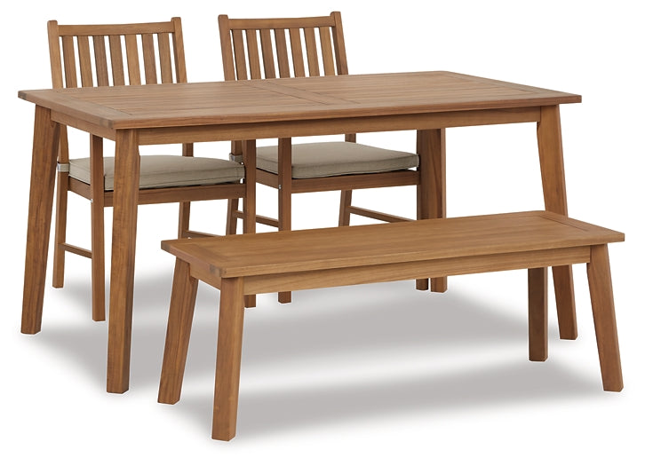 Janiyah Outdoor Dining Table and 2 Chairs and Bench Wilson Furniture (OH)  in Bridgeport, Ohio. Serving Bridgeport, Yorkville, Bellaire, & Avondale