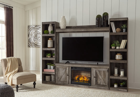 Ashley Express - Wynnlow 4-Piece Entertainment Center with Electric Fireplace Wilson Furniture (OH)  in Bridgeport, Ohio. Serving Bridgeport, Yorkville, Bellaire, & Avondale