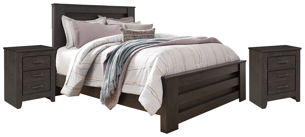 Brinxton Queen Panel Bed with 2 Nightstands Wilson Furniture (OH)  in Bridgeport, Ohio. Serving Bridgeport, Yorkville, Bellaire, & Avondale