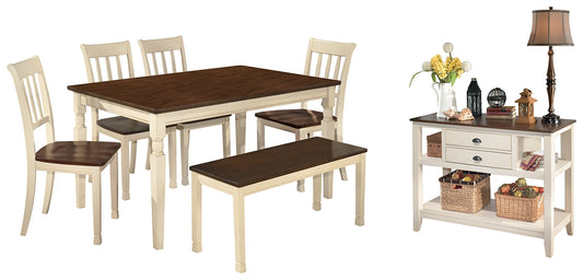 Whitesburg Dining Table and 4 Chairs and Bench with Storage Wilson Furniture (OH)  in Bridgeport, Ohio. Serving Moundsville, Richmond, Smithfield, Cadiz, & St. Clairesville