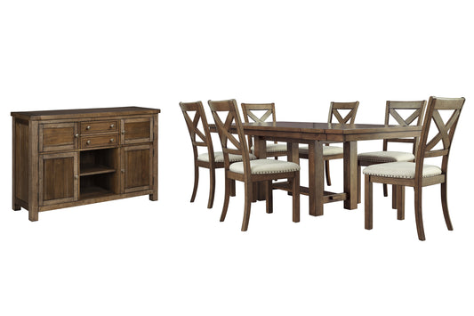Moriville Dining Table and 6 Chairs with Storage Wilson Furniture (OH)  in Bridgeport, Ohio. Serving Bridgeport, Yorkville, Bellaire, & Avondale