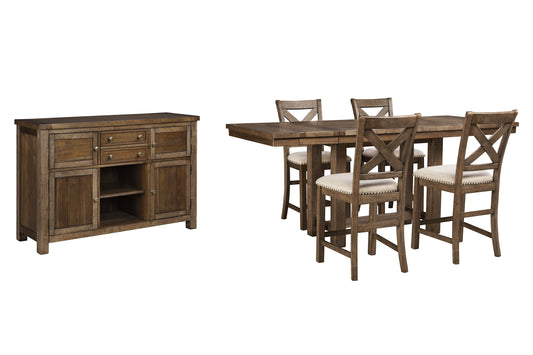 Moriville Counter Height Dining Table and 4 Barstools with Storage Wilson Furniture (OH)  in Bridgeport, Ohio. Serving Bridgeport, Yorkville, Bellaire, & Avondale