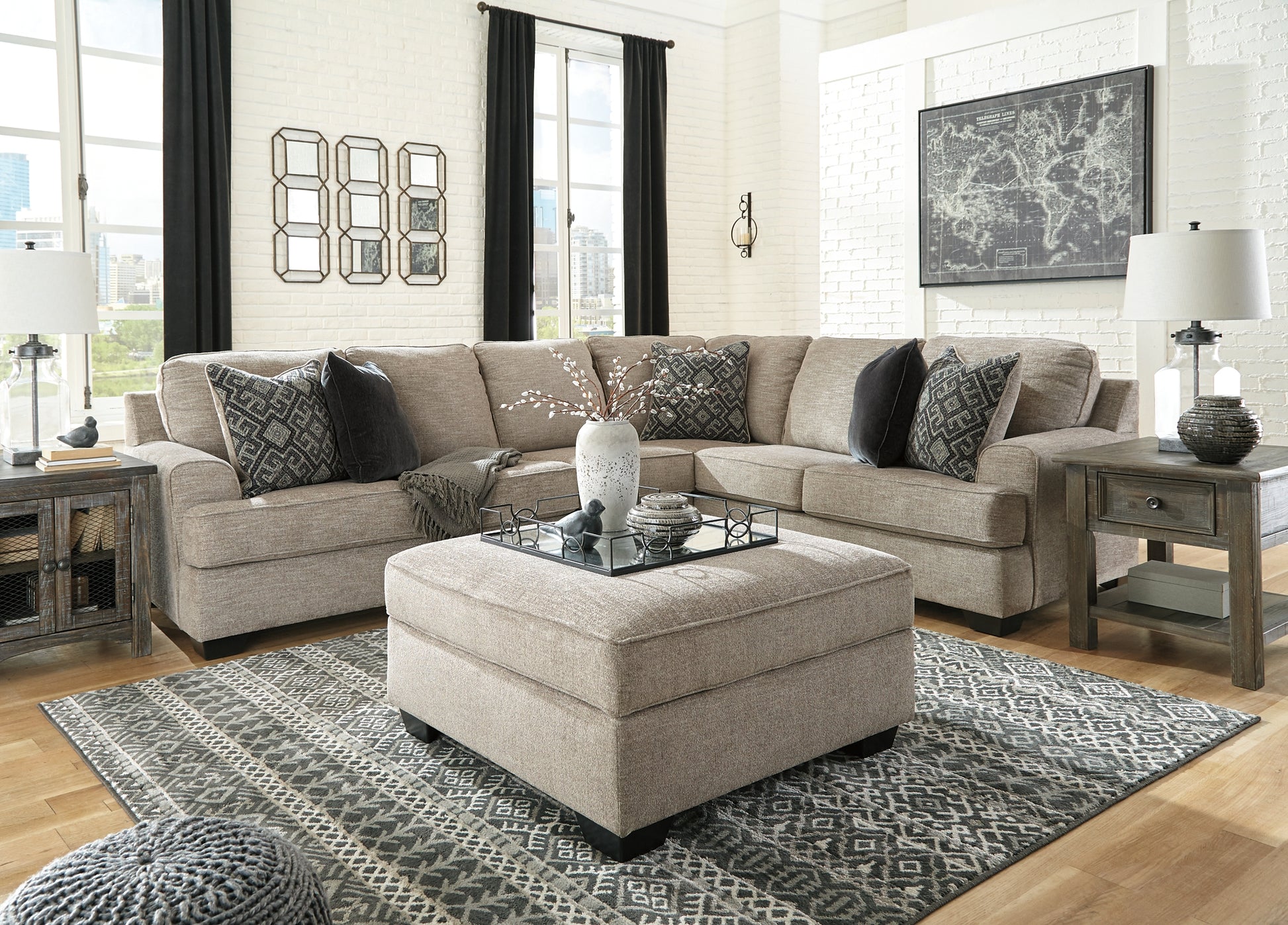 Bovarian 3-Piece Sectional with Ottoman Wilson Furniture (OH)  in Bridgeport, Ohio. Serving Bridgeport, Yorkville, Bellaire, & Avondale