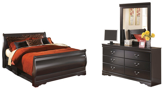 Huey Vineyard Queen Sleigh Bed with Mirrored Dresser Wilson Furniture (OH)  in Bridgeport, Ohio. Serving Bridgeport, Yorkville, Bellaire, & Avondale