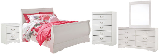 Anarasia Full Sleigh Bed with Mirrored Dresser, Chest and Nightstand Wilson Furniture (OH)  in Bridgeport, Ohio. Serving Bridgeport, Yorkville, Bellaire, & Avondale