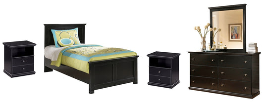 Maribel Twin Panel Bed with Mirrored Dresser and 2 Nightstands Wilson Furniture (OH)  in Bridgeport, Ohio. Serving Bridgeport, Yorkville, Bellaire, & Avondale