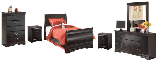 Huey Vineyard Full Sleigh Bed with Mirrored Dresser, Chest and 2 Nightstands Wilson Furniture (OH)  in Bridgeport, Ohio. Serving Bridgeport, Yorkville, Bellaire, & Avondale