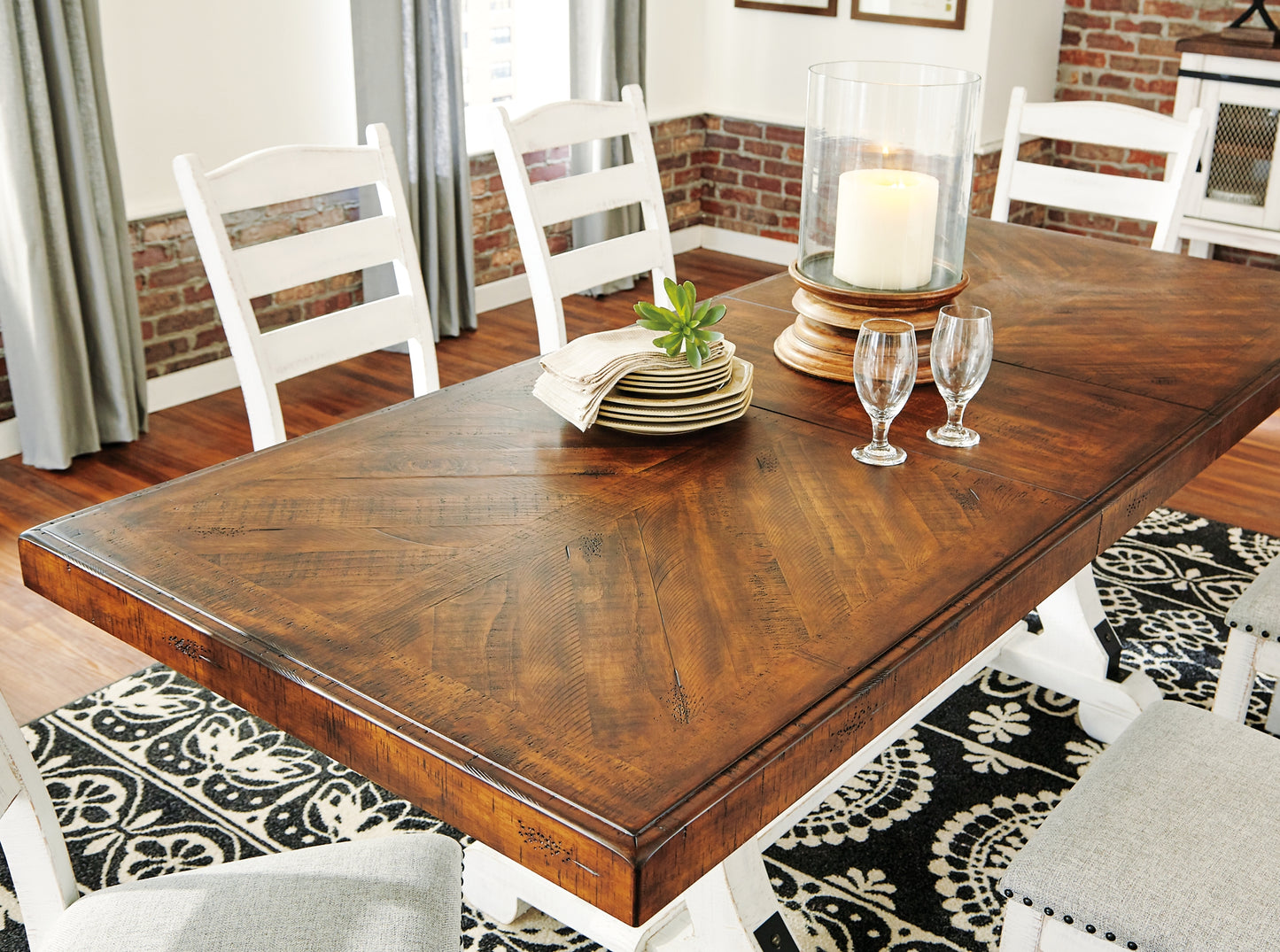 Valebeck Dining Table and 8 Chairs Wilson Furniture (OH)  in Bridgeport, Ohio. Serving Moundsville, Richmond, Smithfield, Cadiz, & St. Clairesville