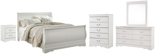 Anarasia Queen Sleigh Bed with Mirrored Dresser, Chest and Nightstand Wilson Furniture (OH)  in Bridgeport, Ohio. Serving Bridgeport, Yorkville, Bellaire, & Avondale