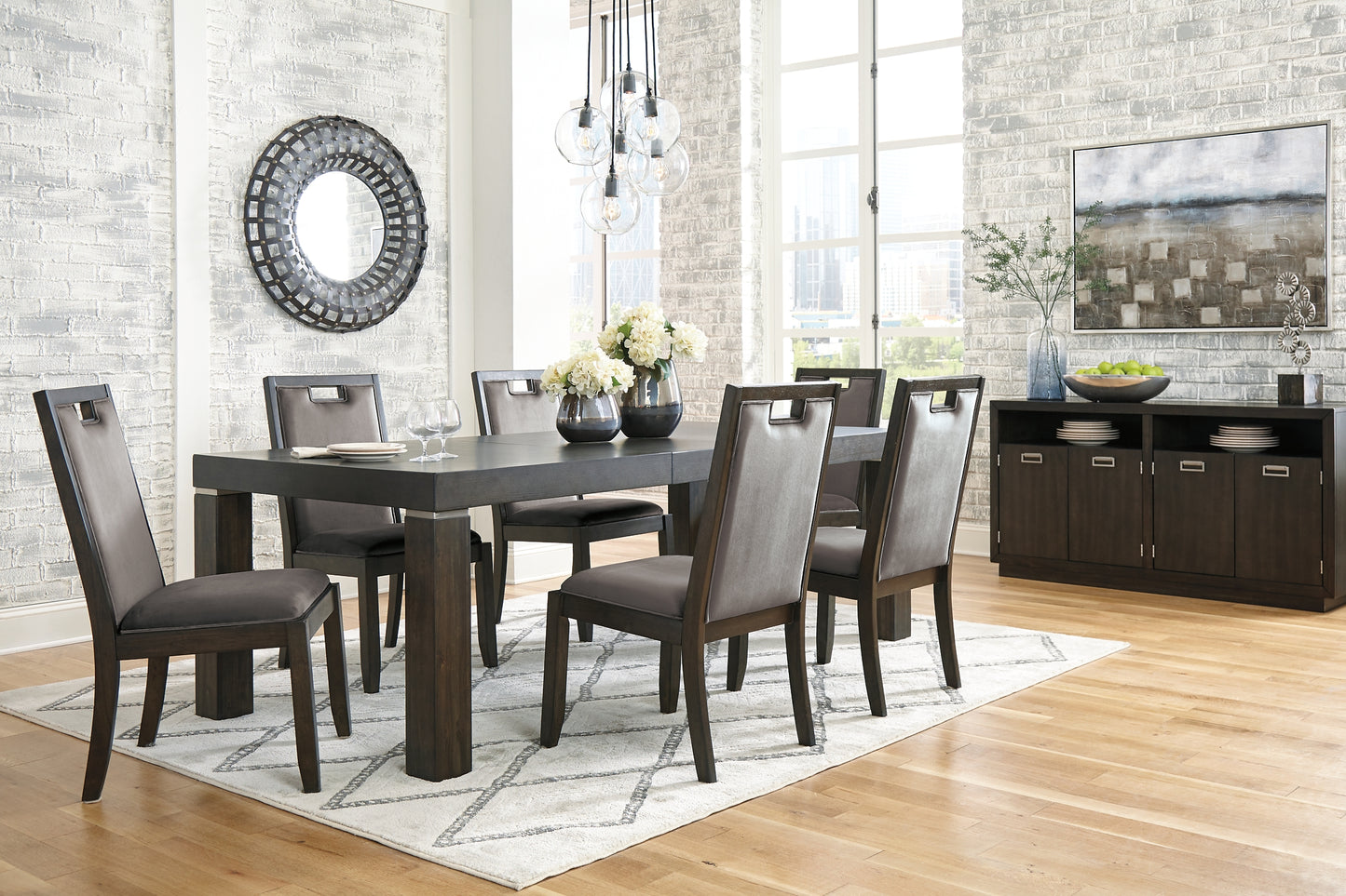 Hyndell Dining Table and 6 Chairs with Storage Wilson Furniture (OH)  in Bridgeport, Ohio. Serving Bridgeport, Yorkville, Bellaire, & Avondale
