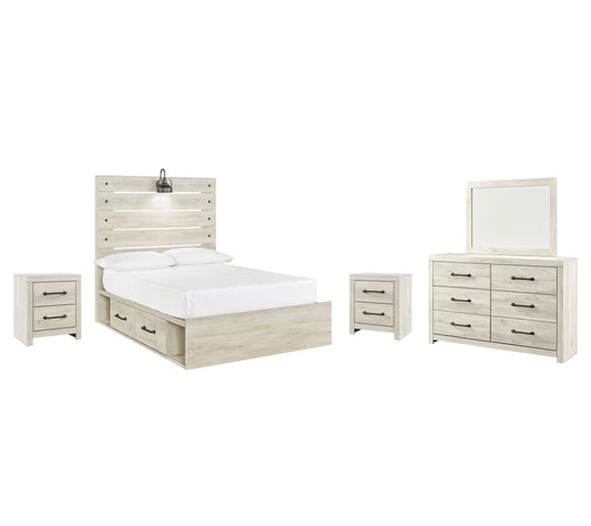 Cambeck Full Panel Bed with 4 Storage Drawers with Mirrored Dresser and 2 Nightstands Wilson Furniture (OH)  in Bridgeport, Ohio. Serving Bridgeport, Yorkville, Bellaire, & Avondale