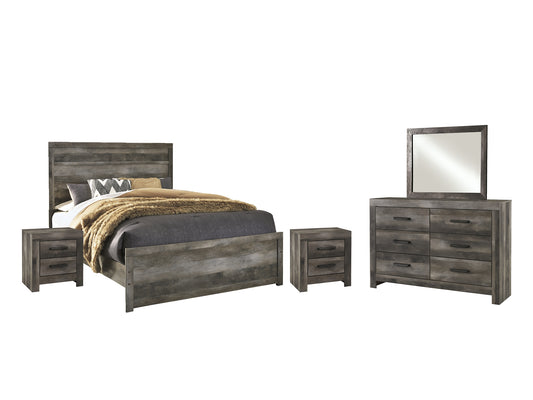 Wynnlow Queen Panel Bed with Mirrored Dresser and 2 Nightstands Wilson Furniture (OH)  in Bridgeport, Ohio. Serving Moundsville, Richmond, Smithfield, Cadiz, & St. Clairesville