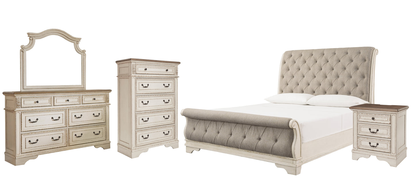 Realyn Queen Sleigh Bed with Mirrored Dresser, Chest and Nightstand Wilson Furniture (OH)  in Bridgeport, Ohio. Serving Bridgeport, Yorkville, Bellaire, & Avondale