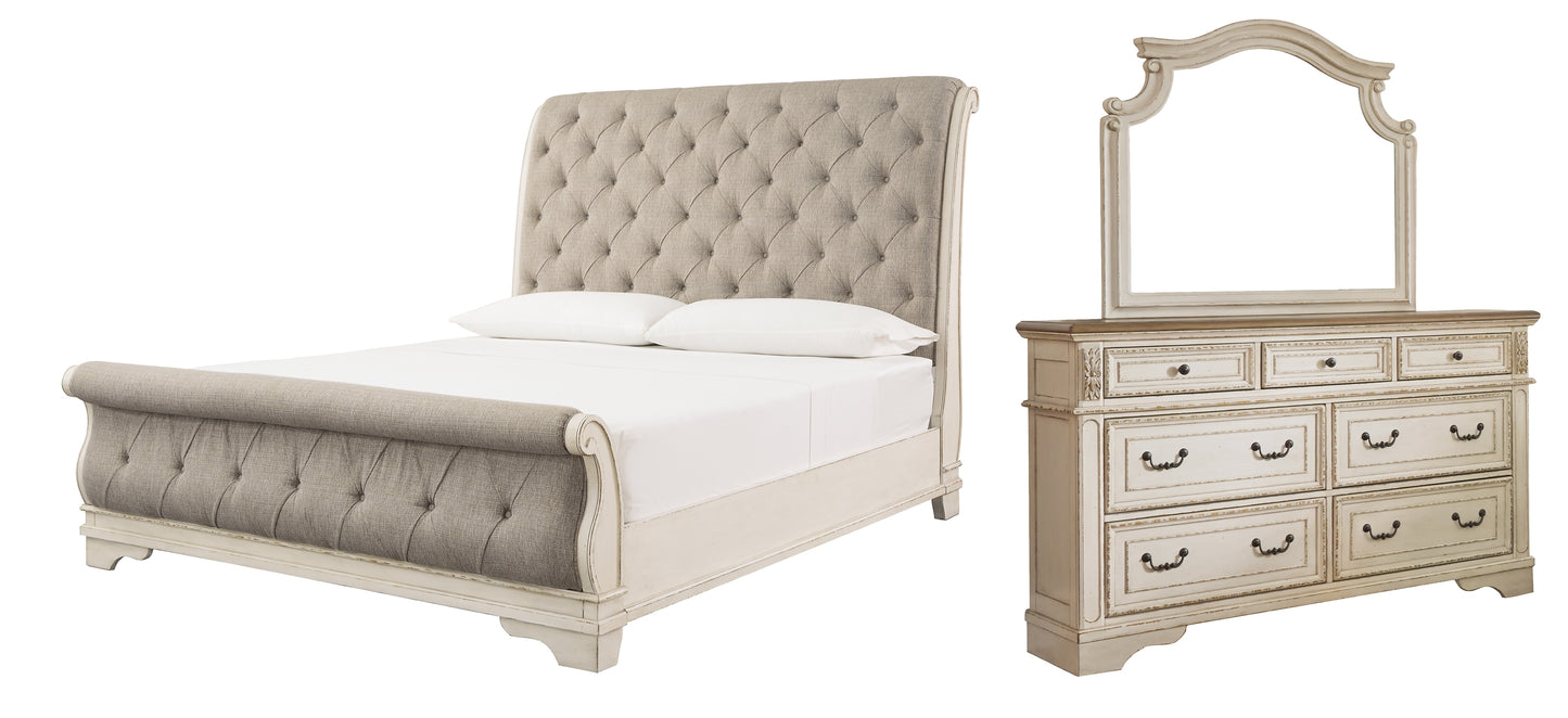 Realyn Queen Sleigh Bed with Mirrored Dresser Wilson Furniture (OH)  in Bridgeport, Ohio. Serving Bridgeport, Yorkville, Bellaire, & Avondale