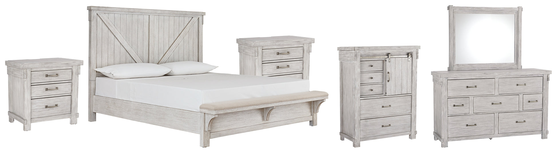 Brashland Queen Panel Bed with Mirrored Dresser, Chest and 2 Nightstands Wilson Furniture (OH)  in Bridgeport, Ohio. Serving Bridgeport, Yorkville, Bellaire, & Avondale