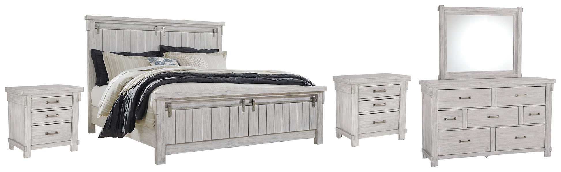 Brashland Queen Panel Bed with Mirrored Dresser and 2 Nightstands Wilson Furniture (OH)  in Bridgeport, Ohio. Serving Bridgeport, Yorkville, Bellaire, & Avondale