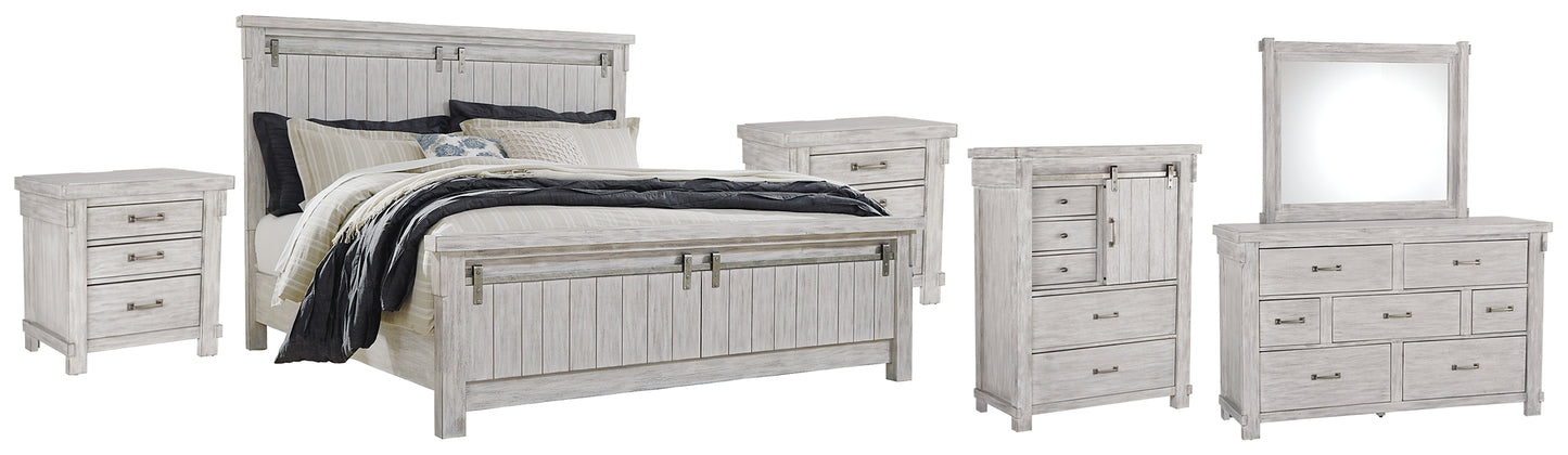 Brashland Queen Panel Bed with Mirrored Dresser, Chest and 2 Nightstands Wilson Furniture (OH)  in Bridgeport, Ohio. Serving Bridgeport, Yorkville, Bellaire, & Avondale