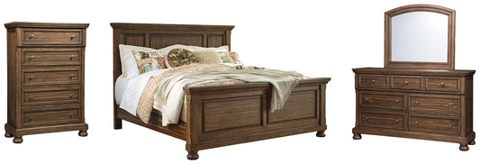 Flynnter Queen Panel Bed with Mirrored Dresser and Chest Wilson Furniture (OH)  in Bridgeport, Ohio. Serving Bridgeport, Yorkville, Bellaire, & Avondale