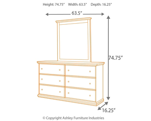 Maribel King/California King Panel Headboard with Mirrored Dresser Wilson Furniture (OH)  in Bridgeport, Ohio. Serving Bridgeport, Yorkville, Bellaire, & Avondale