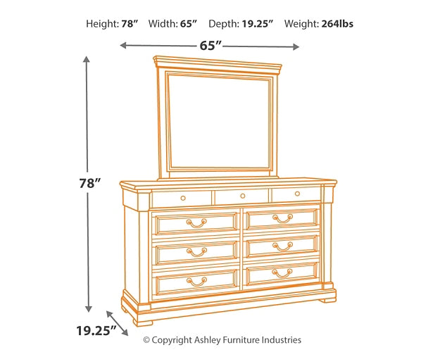 Bolanburg Queen Panel Bed with Mirrored Dresser Wilson Furniture (OH)  in Bridgeport, Ohio. Serving Bridgeport, Yorkville, Bellaire, & Avondale