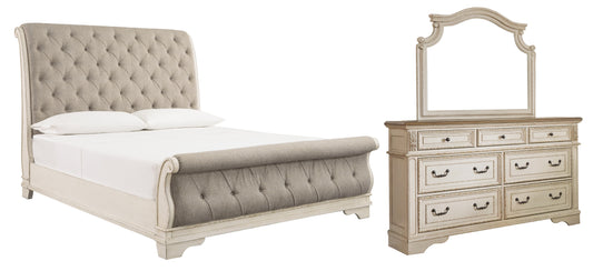 Realyn Queen Sleigh Bed with Mirrored Dresser Wilson Furniture (OH)  in Bridgeport, Ohio. Serving Bridgeport, Yorkville, Bellaire, & Avondale