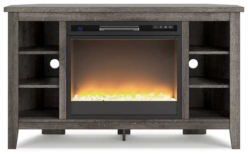 Ashley Express - Arlenbry Corner TV Stand with Electric Fireplace Wilson Furniture (OH)  in Bridgeport, Ohio. Serving Bridgeport, Yorkville, Bellaire, & Avondale