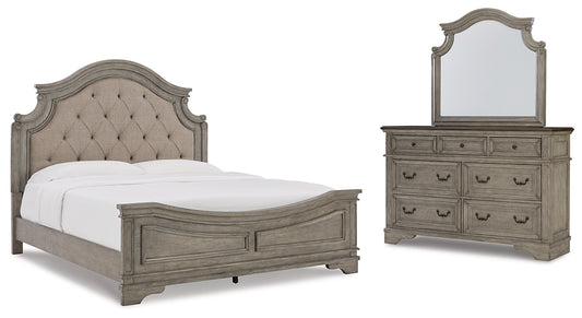 Lodenbay California King Panel Bed with Mirrored Dresser Wilson Furniture (OH)  in Bridgeport, Ohio. Serving Bridgeport, Yorkville, Bellaire, & Avondale
