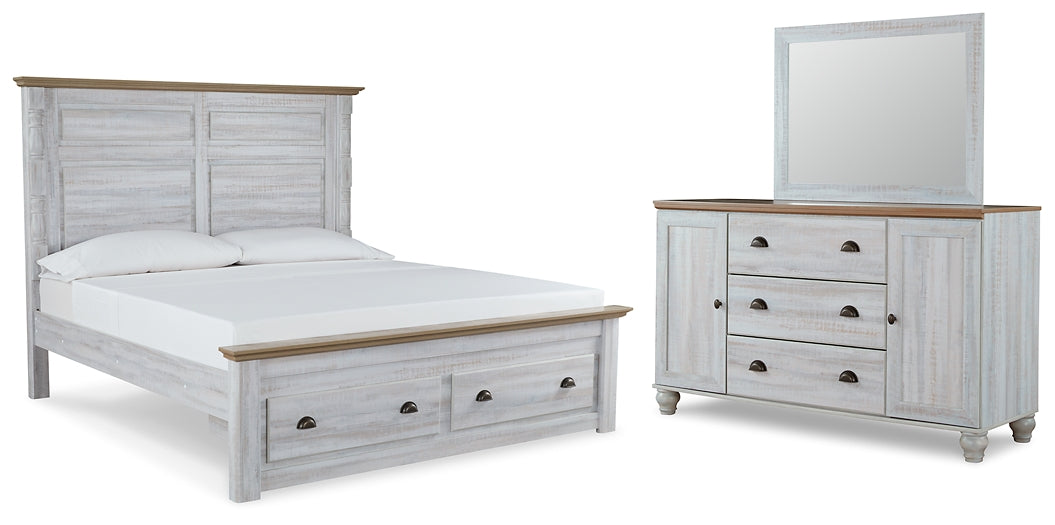 Haven Bay King Panel Storage Bed with Mirrored Dresser Wilson Furniture (OH)  in Bridgeport, Ohio. Serving Bridgeport, Yorkville, Bellaire, & Avondale