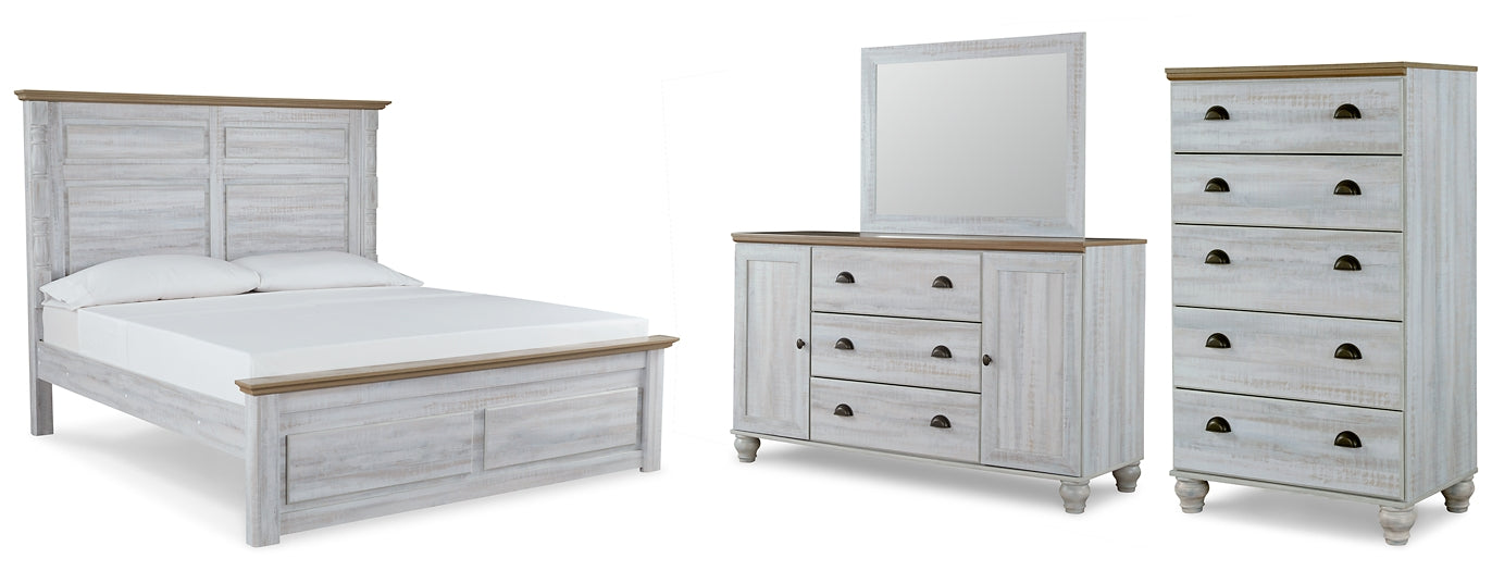 Haven Bay King Panel Bed with Mirrored Dresser and Chest Wilson Furniture (OH)  in Bridgeport, Ohio. Serving Bridgeport, Yorkville, Bellaire, & Avondale