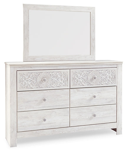 Paxberry King Panel Bed with Mirrored Dresser and Chest Wilson Furniture (OH)  in Bridgeport, Ohio. Serving Bridgeport, Yorkville, Bellaire, & Avondale