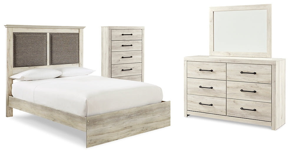 Cambeck King Upholstered Panel Bed with Mirrored Dresser and Chest Wilson Furniture (OH)  in Bridgeport, Ohio. Serving Bridgeport, Yorkville, Bellaire, & Avondale