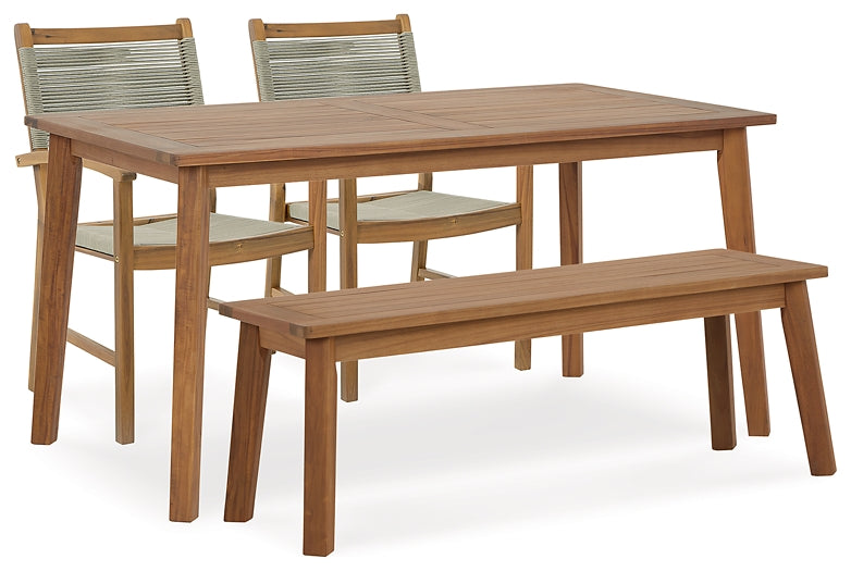 Janiyah Outdoor Dining Table and 2 Chairs and Bench Wilson Furniture (OH)  in Bridgeport, Ohio. Serving Bridgeport, Yorkville, Bellaire, & Avondale