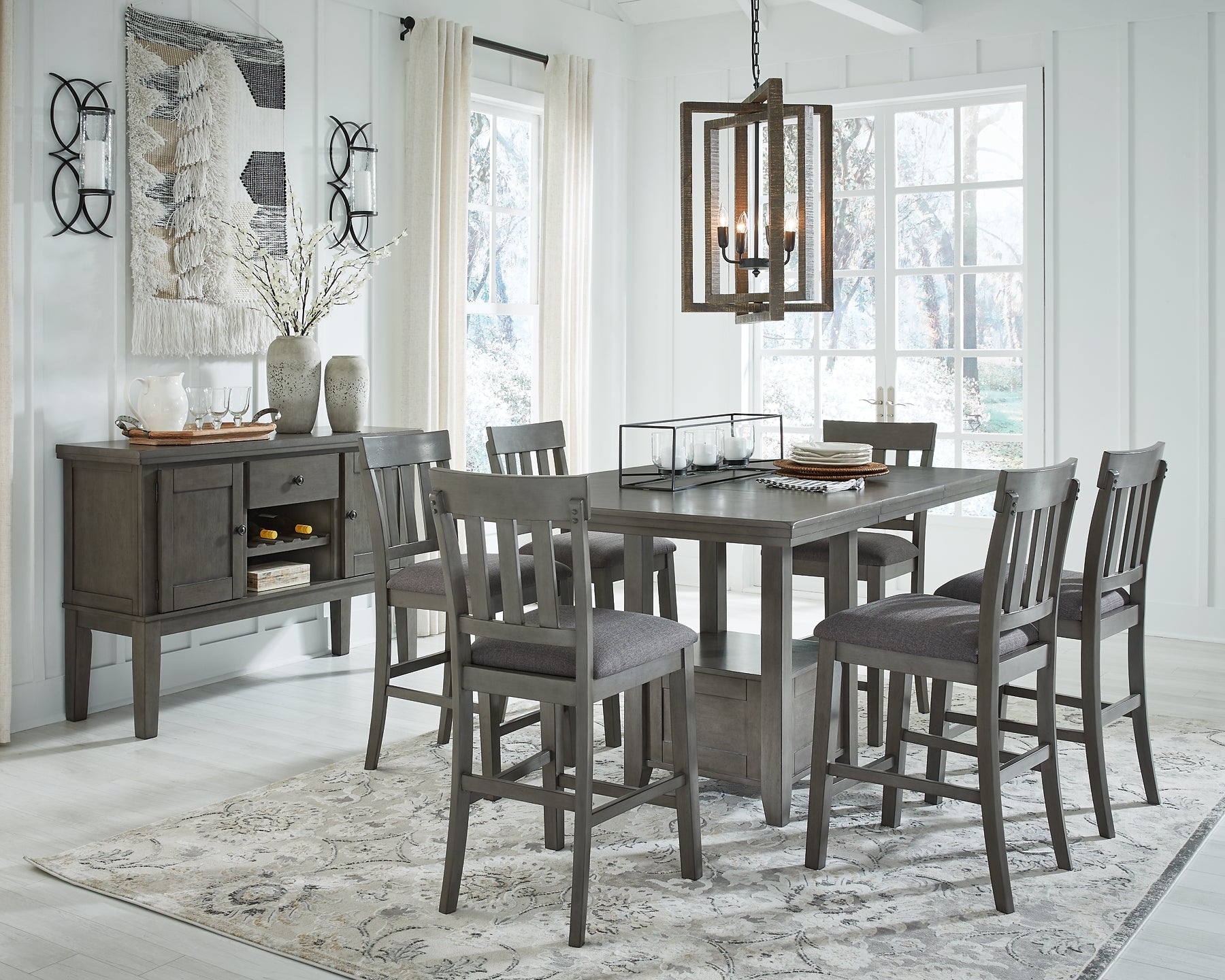 Hallanden Counter Height Dining Table and 6 Barstools with Storage Wilson Furniture (OH)  in Bridgeport, Ohio. Serving Bridgeport, Yorkville, Bellaire, & Avondale