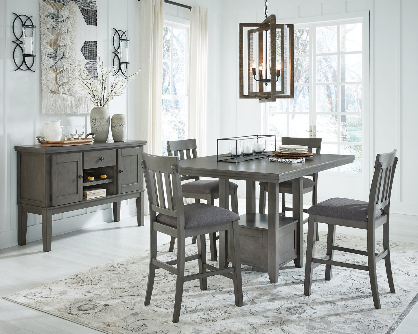 Hallanden Counter Height Dining Table and 4 Barstools with Storage Wilson Furniture (OH)  in Bridgeport, Ohio. Serving Bridgeport, Yorkville, Bellaire, & Avondale