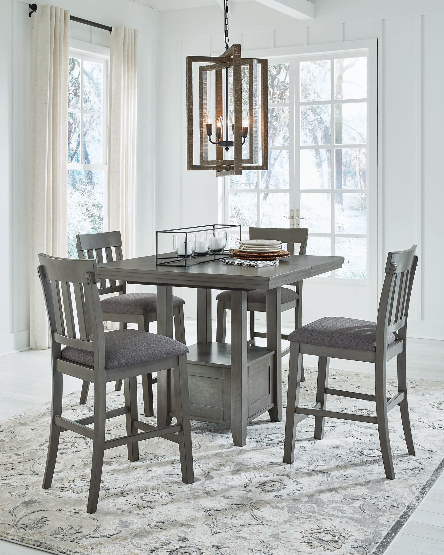 Hallanden Counter Height Dining Table and 4 Barstools with Storage Wilson Furniture (OH)  in Bridgeport, Ohio. Serving Bridgeport, Yorkville, Bellaire, & Avondale