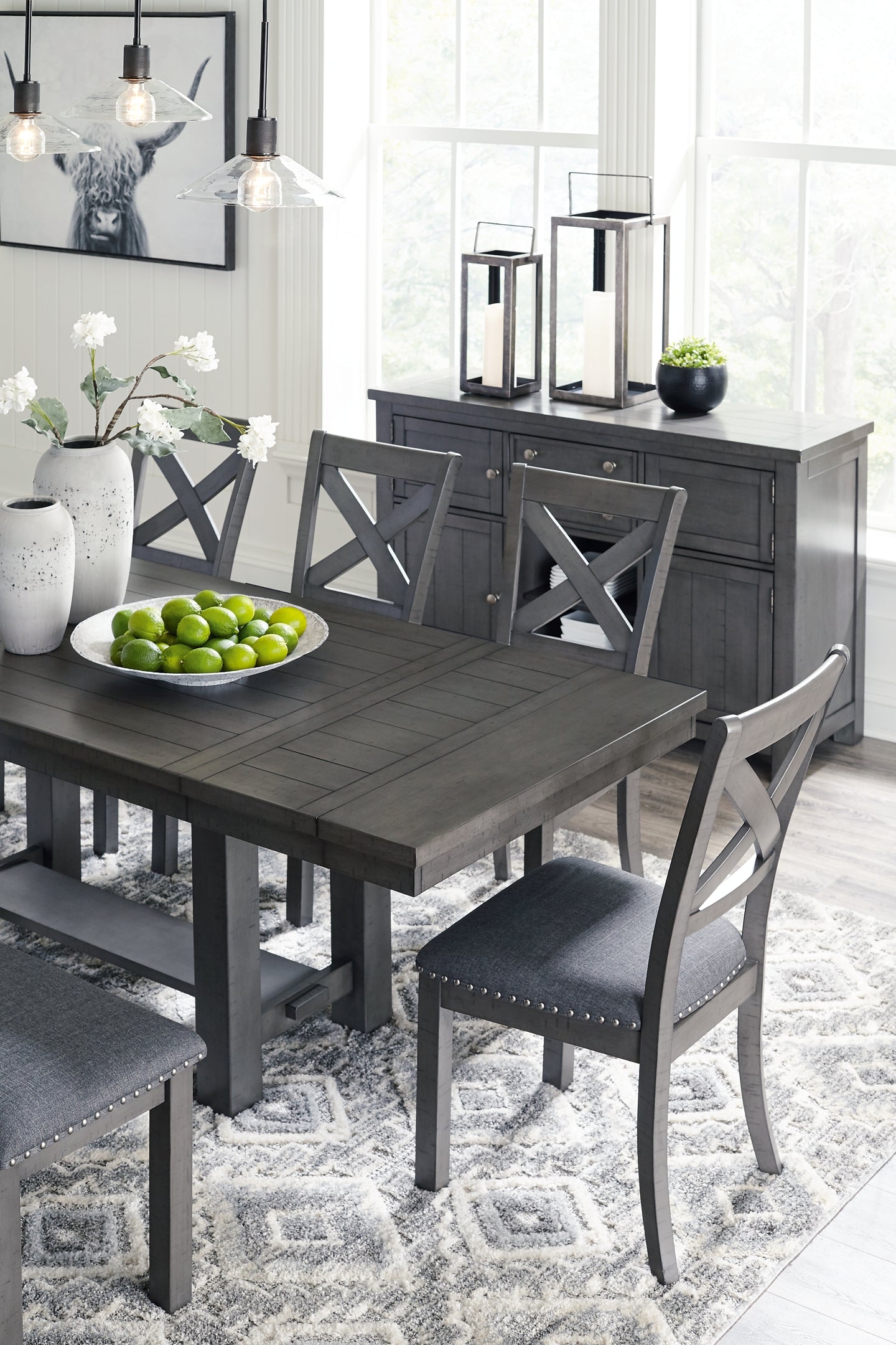 Myshanna Dining Table and 8 Chairs with Storage Wilson Furniture (OH)  in Bridgeport, Ohio. Serving Bridgeport, Yorkville, Bellaire, & Avondale