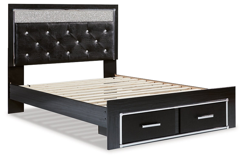 Kaydell Queen Upholstered Panel Storage Platform Bed with Mirrored Dresser, Chest and 2 Nightstands Wilson Furniture (OH)  in Bridgeport, Ohio. Serving Bridgeport, Yorkville, Bellaire, & Avondale