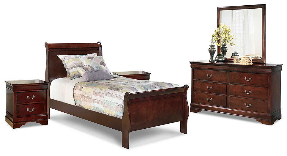 Alisdair Twin Sleigh Bed with Mirrored Dresser and 2 Nightstands Wilson Furniture (OH)  in Bridgeport, Ohio. Serving Bridgeport, Yorkville, Bellaire, & Avondale