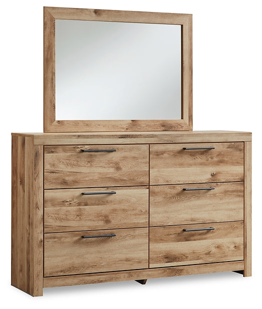 Hyanna Queen Panel Bed with Storage with Mirrored Dresser and Chest